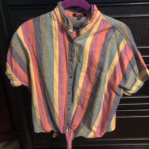 MADEWELL crop, stripped, button up, tie shirt!